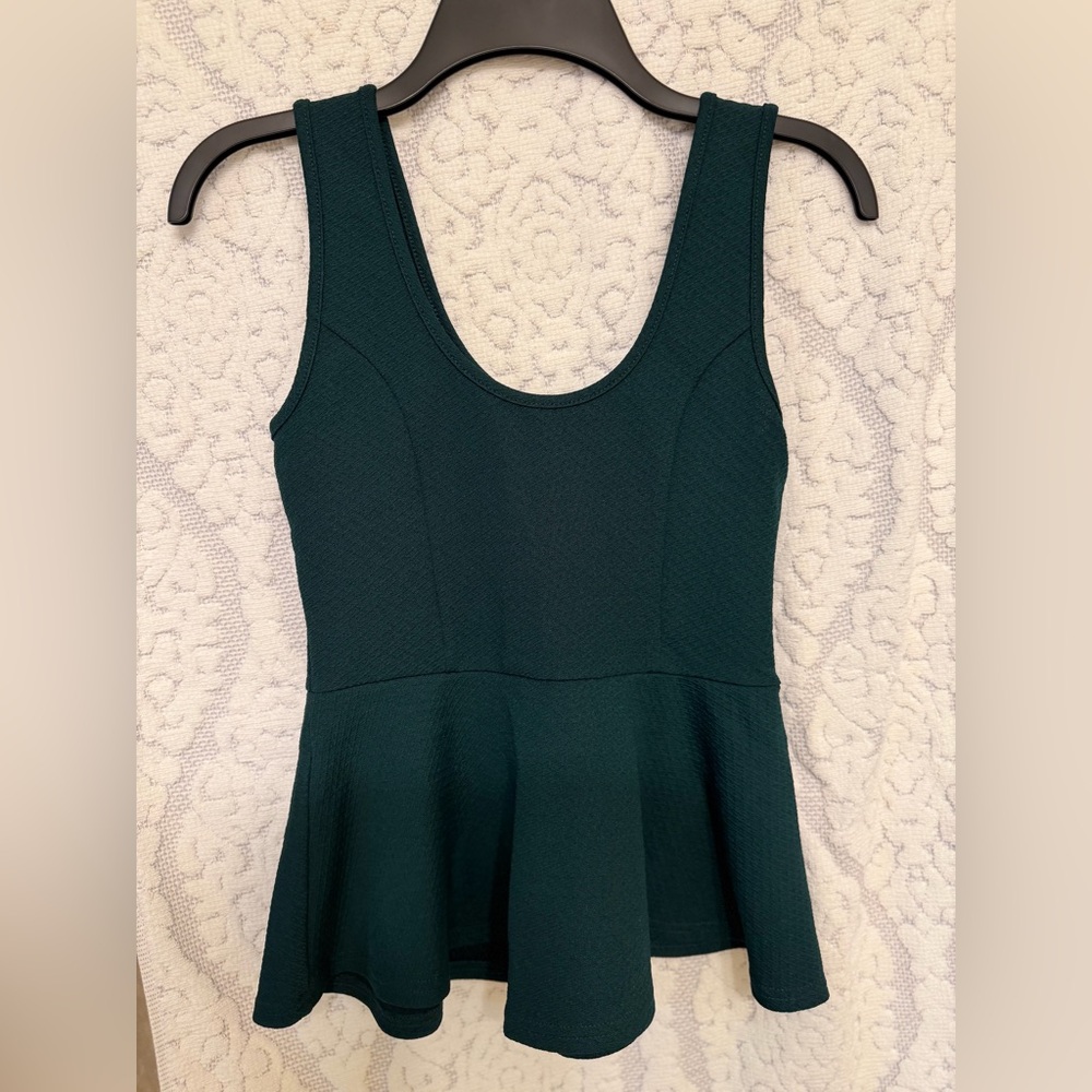 Sugarlips Dark Green Peplum Tank Top